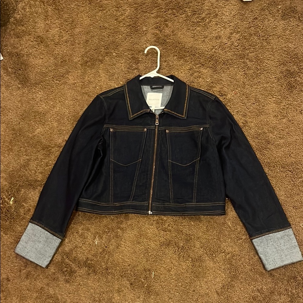 Avec Les Filles Womens Cropped Denim Jacket